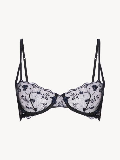 La Perla★ チュール アンダーワイヤーブラ 刺繍入り★1D オフホワイト 刺繍チュールトリム アンダーワイヤーブラ｜La