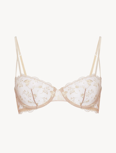 ヘイロー＆アイボリー 刺繍入りチュール バルコネットブラ｜La Perla