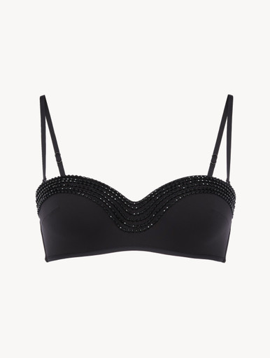 ブラック ビーズディテール バンドゥービキニトップ｜La Perla