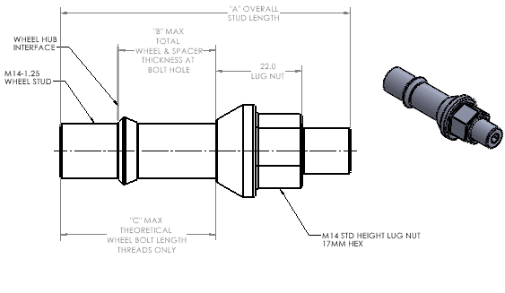 M14 Wheel Stud Dimensions