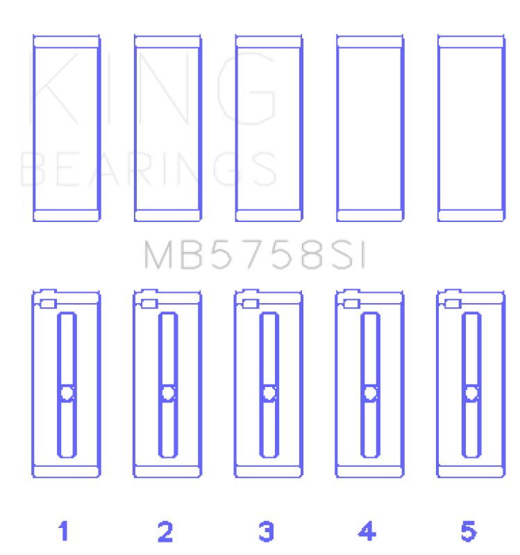 King Engine Bearings Peugeot Ep6 1.6L/BMW N14B16C (Size +0.50mm) Main Bearing Set - MB5758SI0.5
