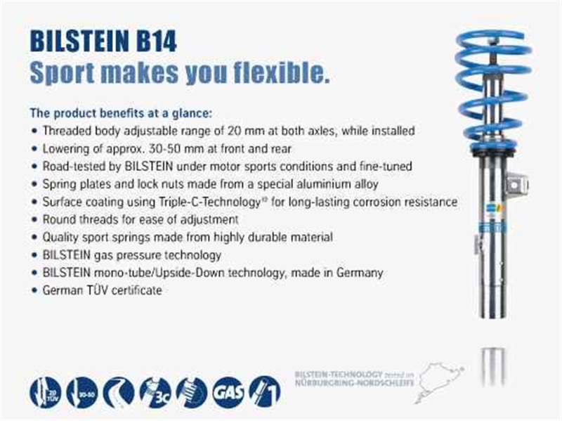 Bilstein B14 2007 Mini Cooper Base Hatchback Front and Rear Suspension Kit - 47-139060