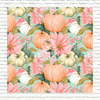 Floral Fall Pumpkins Patterned Printed Vinyl, HTV or Sublimation Sheets |  943C
