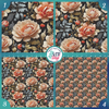 Dark Floral Patterned Printed Vinyl, HTV or Sublimation Sheets |  966C