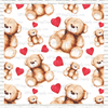 Teddy Bear Hearts Patterned Printed Vinyl, HTV or Sublimation Sheets | 967A