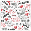 Love Birds Watercolor Doodles Printed Pattern Vinyl, HTV or Sublimation Sheets |  977B