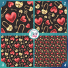 Valentine Lock & Key Printed Pattern Vinyl,  HTV or  Sublimation Sheets |  980C