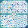 Light Blue Floral Collection Pattern HTV Vinyl - Outdoor Adhesive Vinyl or Heat Transfer Vinyl -