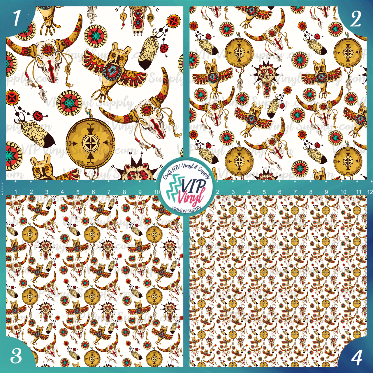 Boho Western Patterned HTV Vinyl, Outdoor Adhesive Vinyl or Heat Transfer  Vinyl