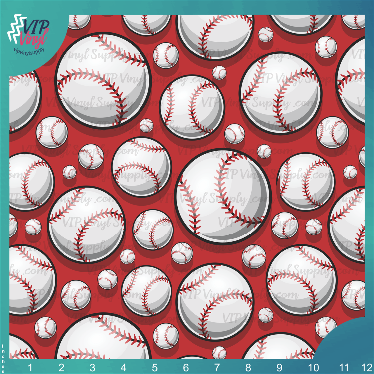 Red Baseball Patterned HTV Vinyl, Outdoor Adhesive Vinyl or Heat Transfer  Vinyl