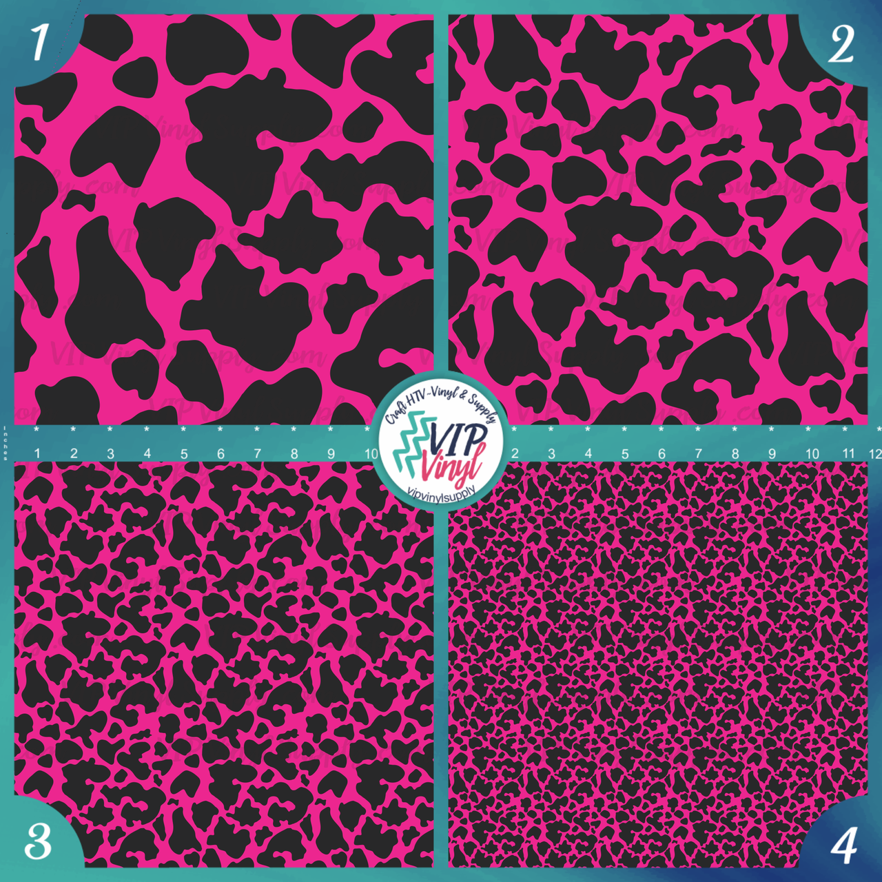 Pink Leopard Cheetah Animal Printed HTV, Glitter Patterned Vinyl