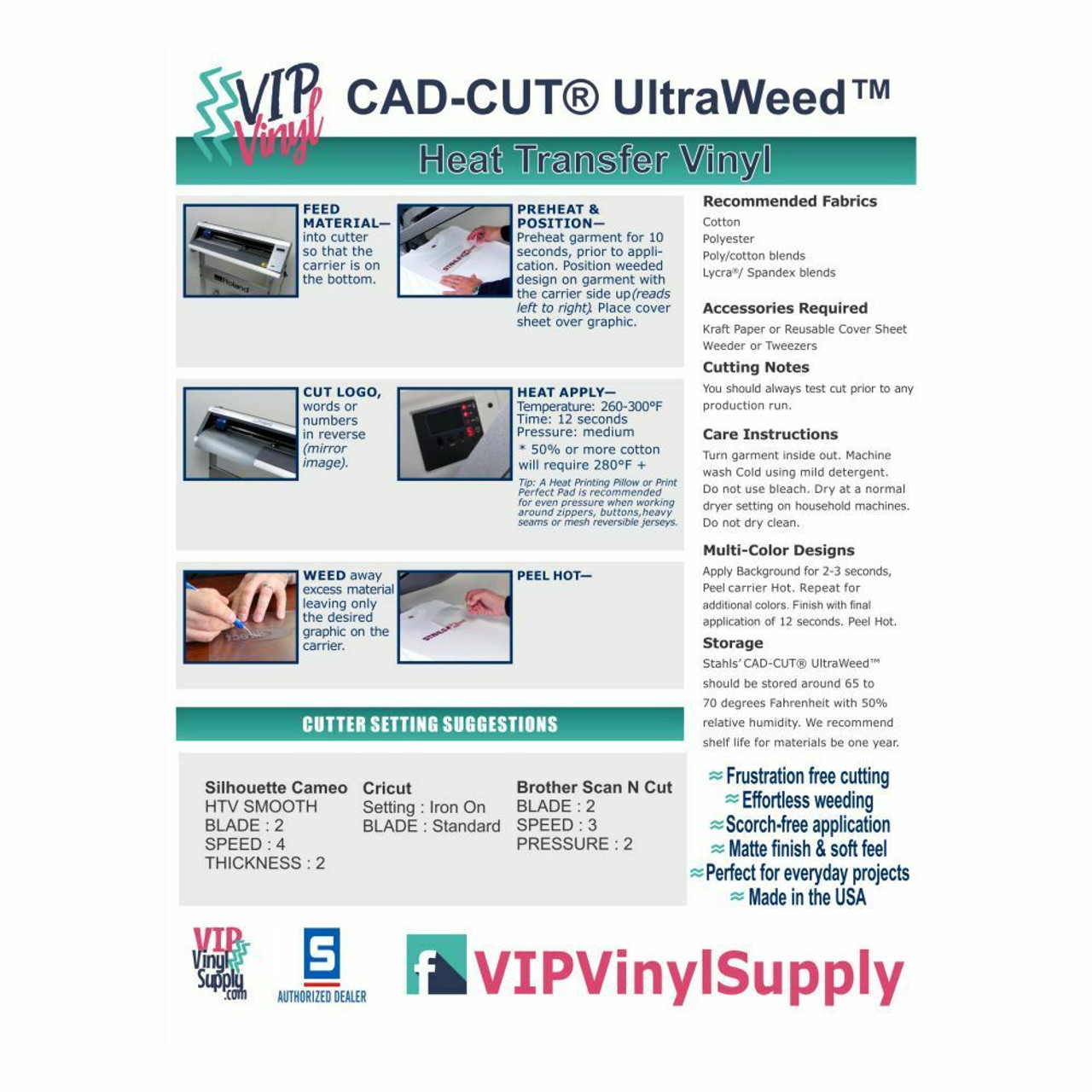 White Heat Transfer Vinyl, Stahls' CAD-CUT® UltraWeed - 1 Yard