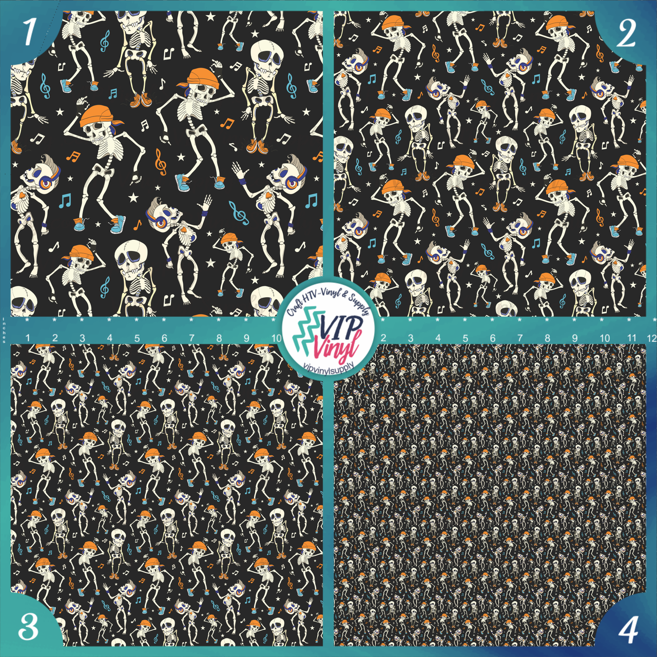 Pastel Halloween on Black Patterned HTV Vinyl Outdoor Adhesive