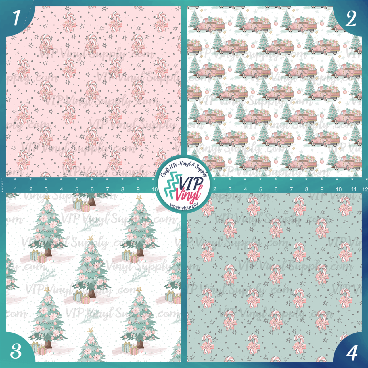 Pink Christmas Printed Vinyl or HTV Bundle