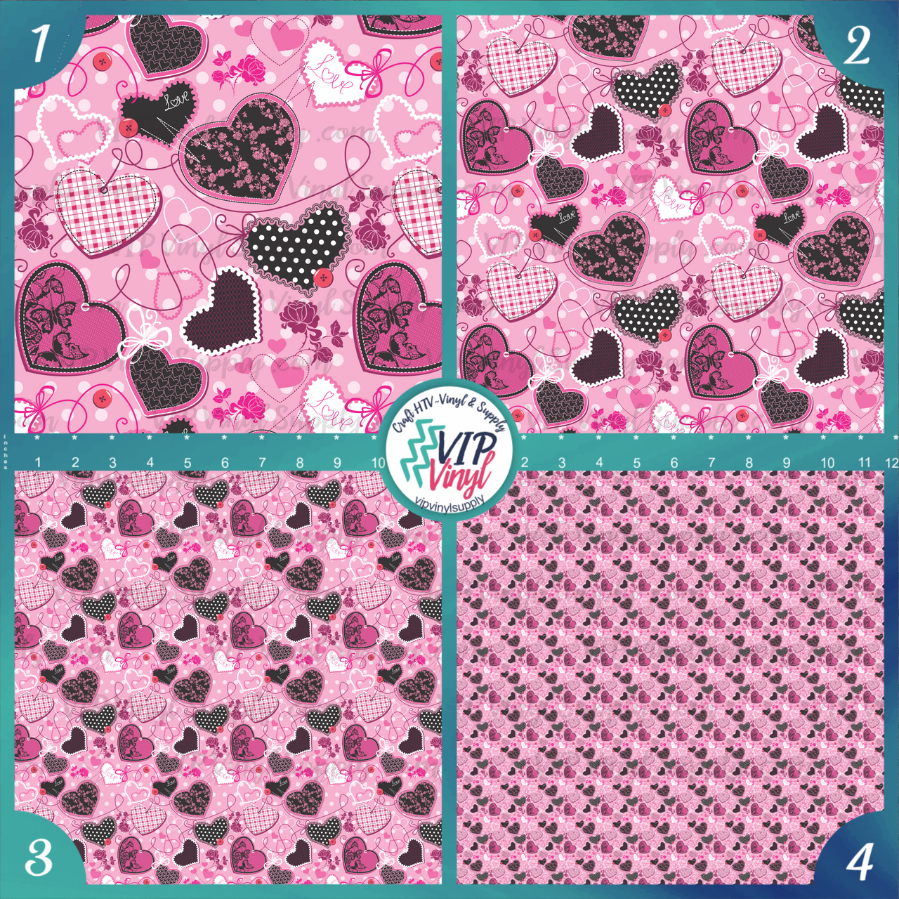 Pink and White Hearts 12x12  Permanent Vinyl