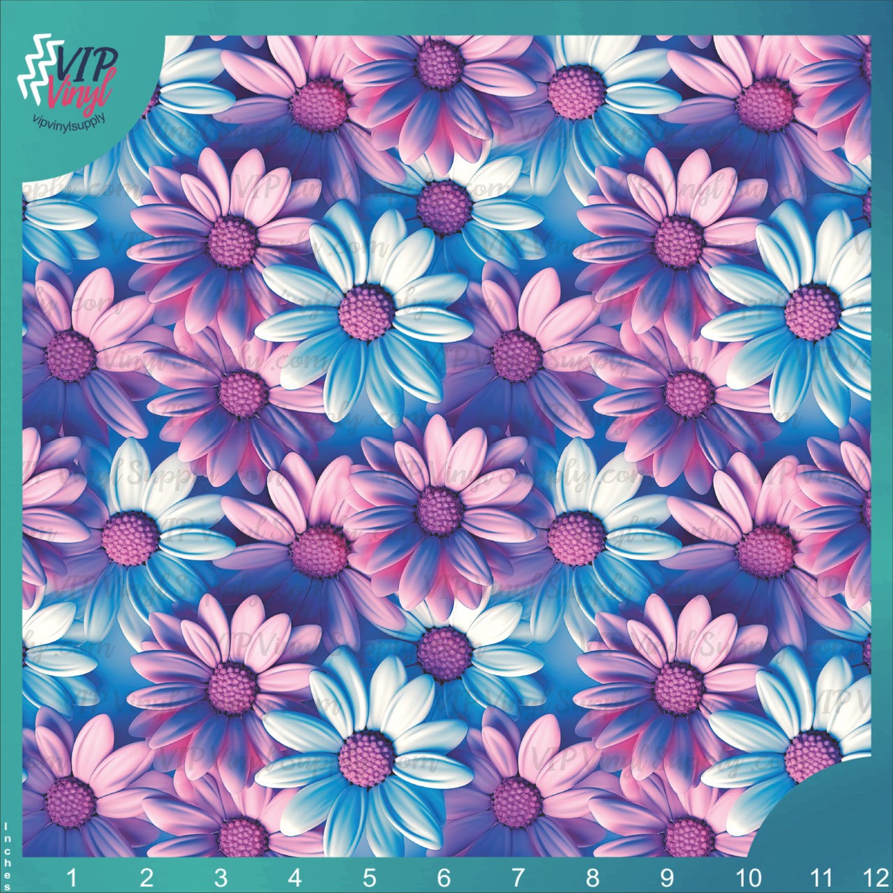3D Floral Daisy Printed Vinyl, HTV or Sublimation Sheets