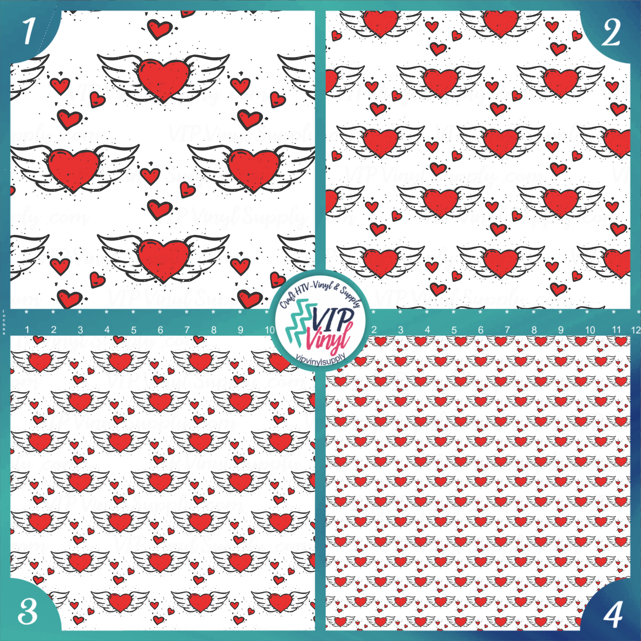 Scribble Hearts Patterned Vinyl & HTV - White