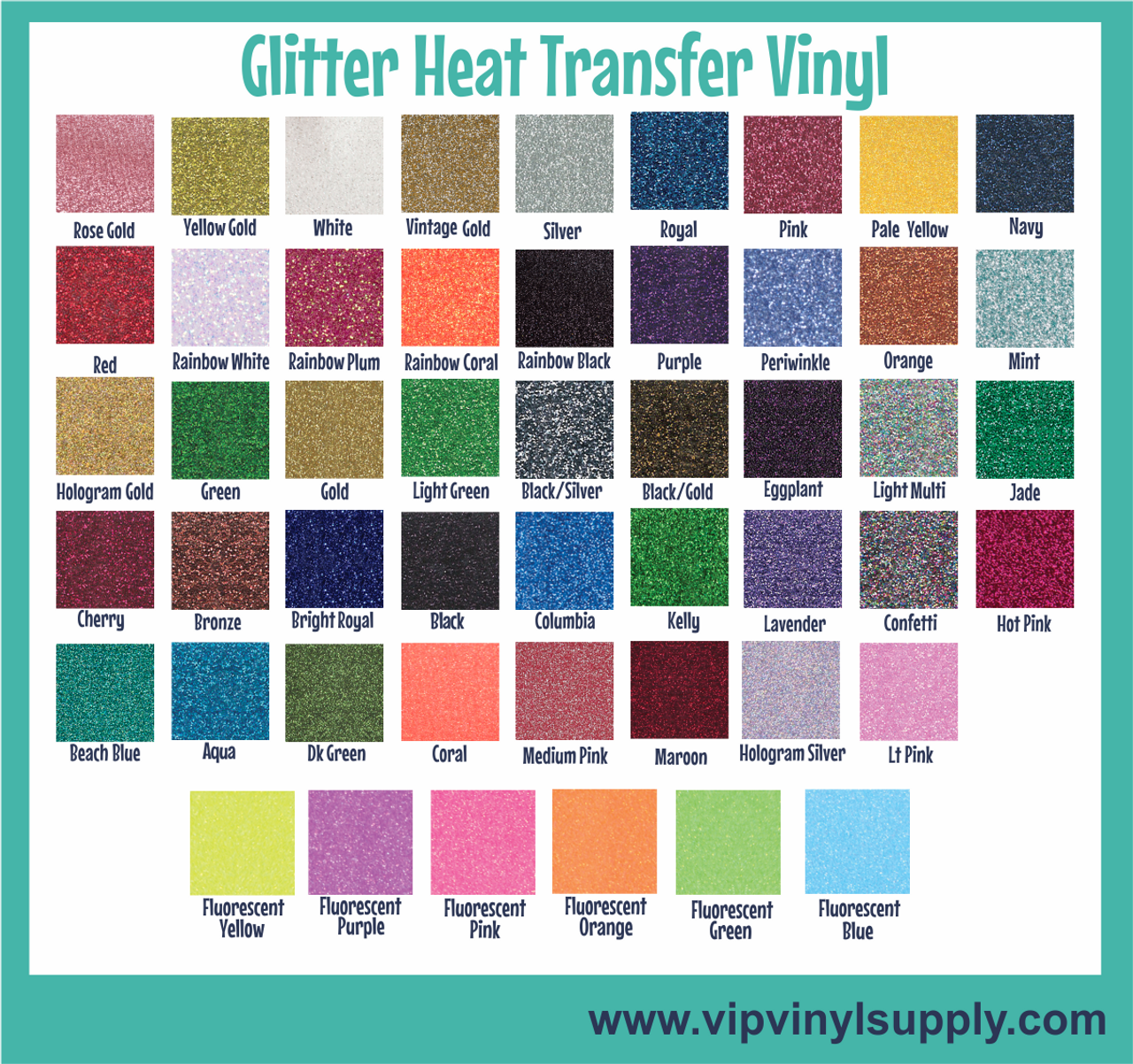 SISER GLITTER HEAT TRANSFER VINYL | 12 inch x 12 inch | 150tees