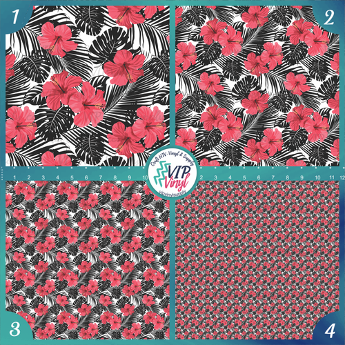 Black, White and Pink Tropical patterned HTV Vinyl