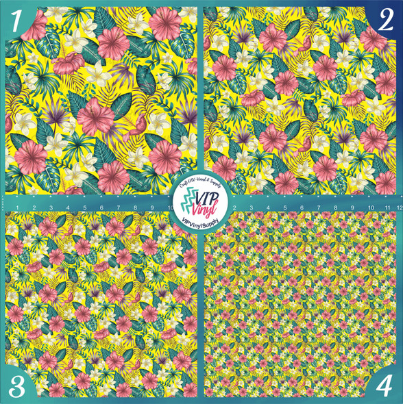 Pink Hibiscus Pattern Vinyl - Yellow | 256B