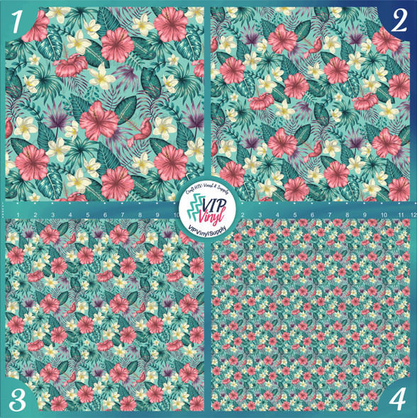 Pink Hibiscus Pattern Vinyl - Teal | 256C