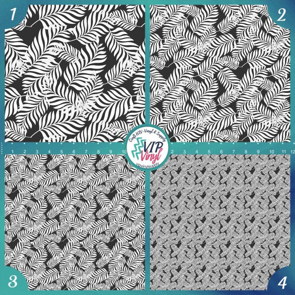 Reverse Black and White Palm Leaves Vinyl | 337E