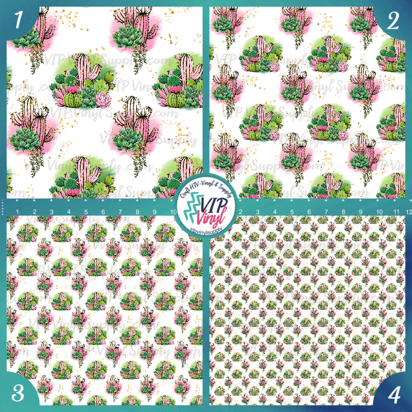 Cactus Pattern Vinyl - White Scene | Outdoor Adhesive Vinyl or Heat Transfer Vinyl | 479A