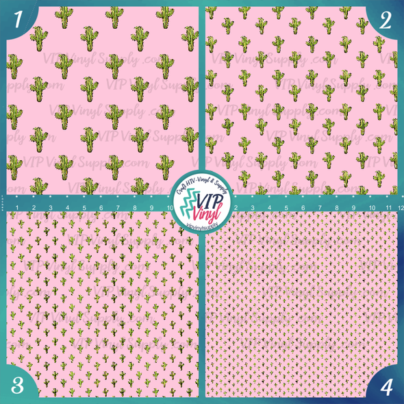 Tiny Cactus Pattern Vinyl - Pink | Outdoor Adhesive Vinyl or Heat Transfer Vinyl | 480C