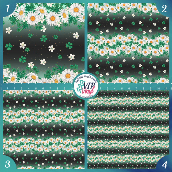 Green Striped Daisy Patterned Vinyl & HTV, Outdoor Adhesive Vinyl or Heat  Transfer Vinyl