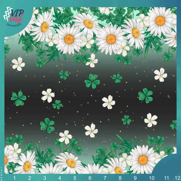 St. Patrick's Day Daisy Pattern Vinyl - Dark | Outdoor Adhesive Vinyl or Heat Transfer Vinyl | 510C