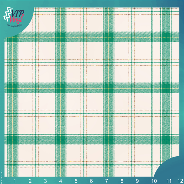 Plaid Pattern Vinyl - Green & Cream | Outdoor Adhesive Vinyl or Heat Transfer Vinyl | 510D