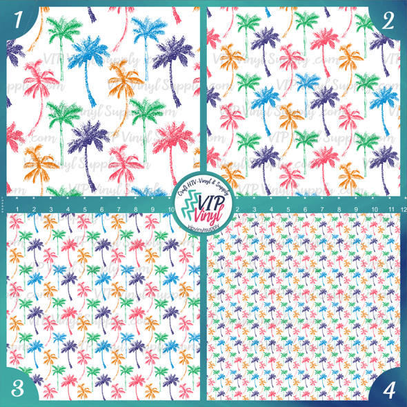 Colorful Palm Tree Patterned Vinyl & HTV | Outdoor Adhesive Vinyl or Heat Transfer Vinyl | 554A