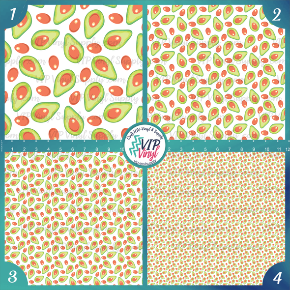 Avocado Patterned Vinyl & HTV - White | Outdoor Adhesive Vinyl or Heat Transfer Vinyl | 584A