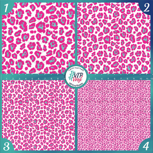 Pink Leopard print craft patterned vinyl sheet, heat transfer/HTV or A