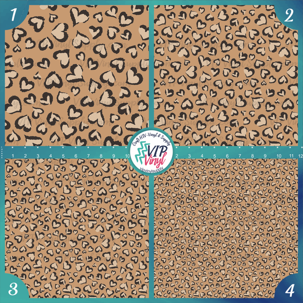 Leopard Hearts Pattern HTV Vinyl | Outdoor Adhesive Vinyl or Heat Transfer Vinyl