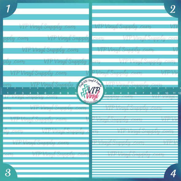 Teal Stripe Printed Pattern HTV Vinyl | Outdoor Adhesive Vinyl or Heat Transfer Vinyl | 081D