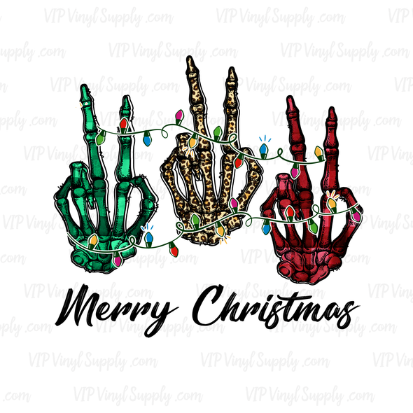 Merry Christmas Skeleton Hands DTF Transfer | xDc2