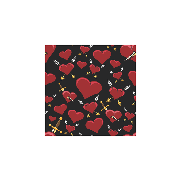 Cat Fish Heart Black - HTV Pattern