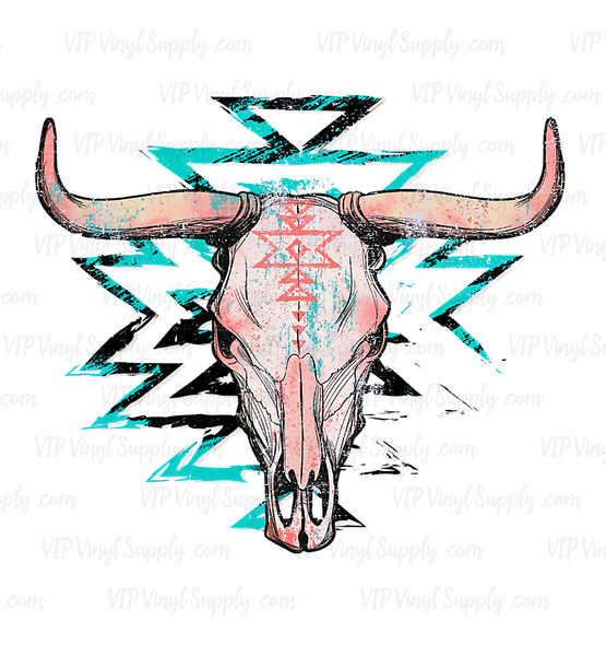 Western Bull Skull Sublimation Transfer