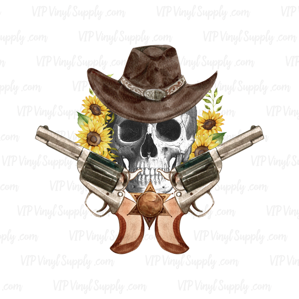 Sunflower Western Skull Sublimation Transfer