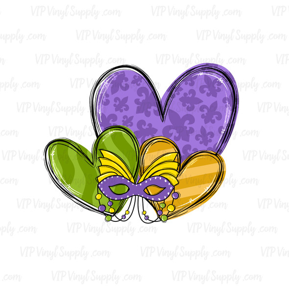 Mardi Gras Heart Trio Sublimation Transfer