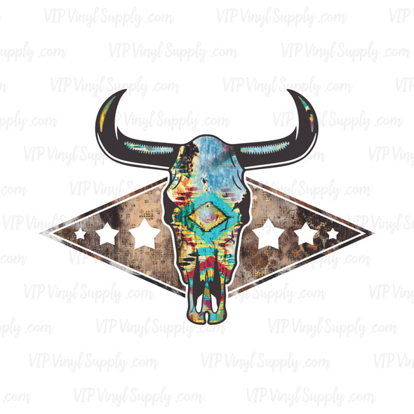 Western Bull Skull Sublimation Transfers | xU1