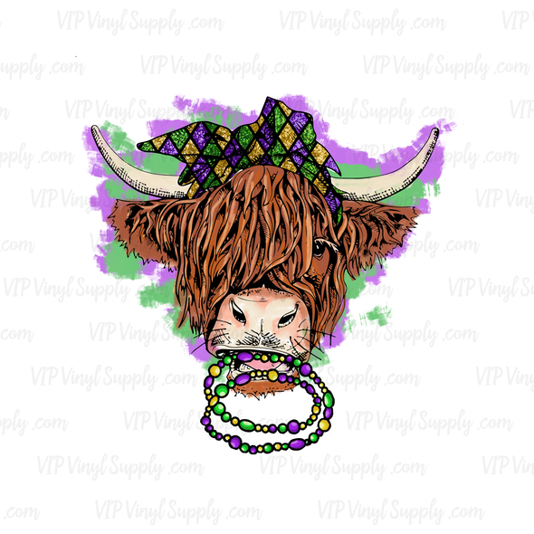 Mardi Gras Heifer Sublimation Transfer