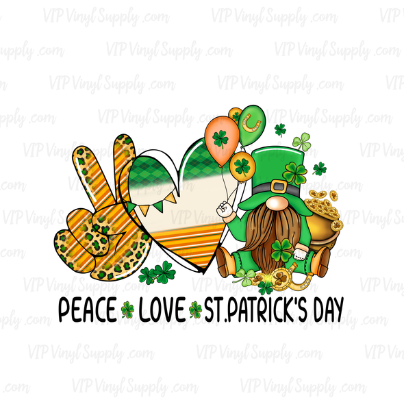 Peace Love St Patrick's Day Gnome Transfer – sAa1