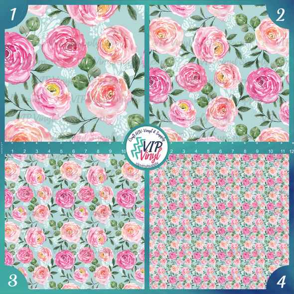 Watercolor Floral Patterned HTV Vinyl | Outdoor Adhesive Vinyl or Heat Transfer Vinyl |