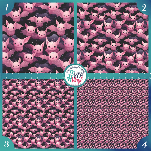 Cute Pink Bats Patterned Printed Vinyl,  HTV or Sublimation Sheets | 928B