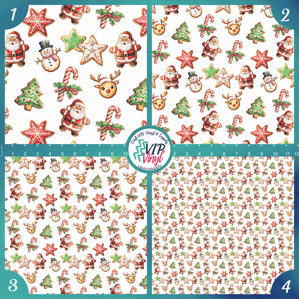 Christmas Cookie Printed Pattern Vinyl,  HTV or Sublimation Sheets | 949A