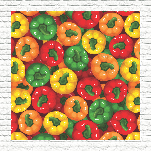 Bell Peppers Printed Pattern Vinyl, HTV or Sublimation Sheets | 958A