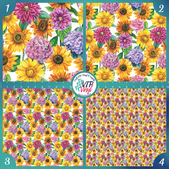 Summer Floral Printed Pattern Vinyl, HTV or Sublimation Sheets | 966D