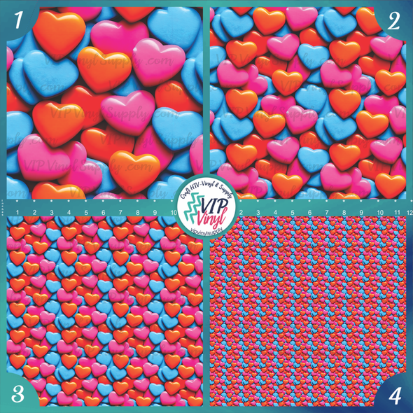 Candy Hearts Patterned Printed Vinyl, HTV or Sublimation Sheets |  969C
